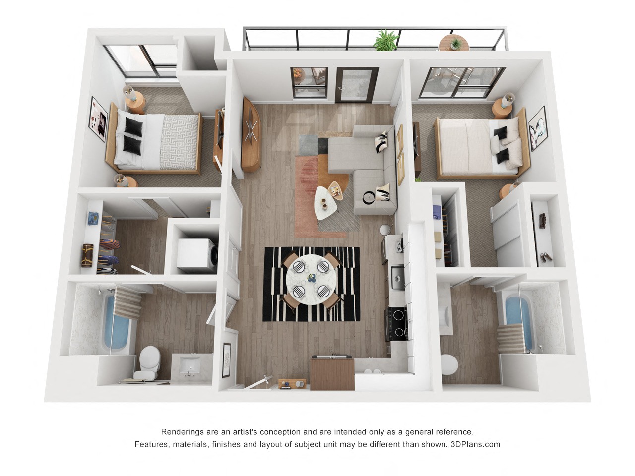 Two bedroom floor plan The Mansion_C5